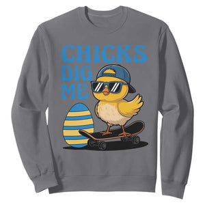 Funny Easter Day Chicks Dig Me Sweatshirt Cool Chicken TS11 Charcoal Print Your Wear