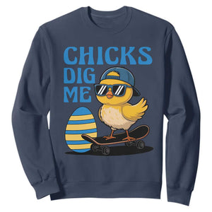 Funny Easter Day Chicks Dig Me Sweatshirt Cool Chicken TS11 Navy Print Your Wear