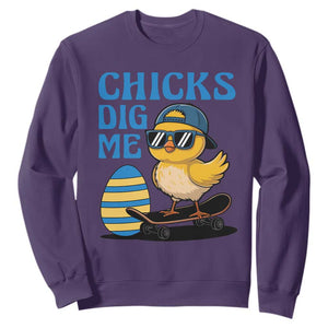 Funny Easter Day Chicks Dig Me Sweatshirt Cool Chicken TS11 Purple Print Your Wear