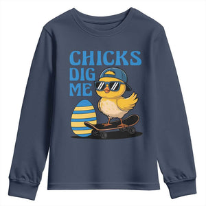 Funny Easter Day Chicks Dig Me Youth Sweatshirt Cool Chicken TS11 Navy Print Your Wear