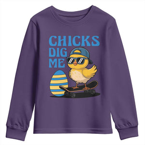 Funny Easter Day Chicks Dig Me Youth Sweatshirt Cool Chicken TS11 Purple Print Your Wear