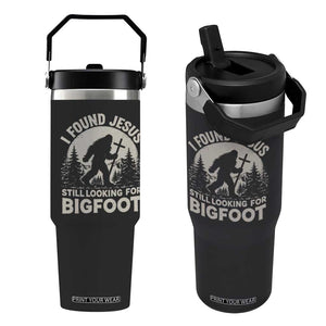 I Found Jesus Still Looking For Bigfoot Flip Straw Tumbler Funny Christian Sasquatch Forest TS11 One Size: 30 oz Black Print Your Wear