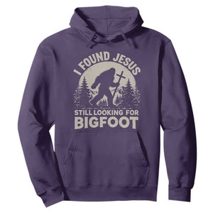 I Found Jesus Still Looking For Bigfoot Hoodie Funny Christian Sasquatch Forest TS11 Purple Print Your Wear