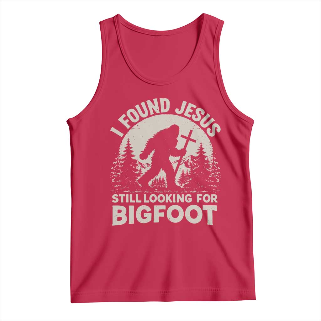 I Found Jesus Still Looking For Bigfoot Tank Top Funny Christian Sasquatch Forest TS11 Red Print Your Wear