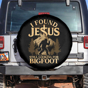 I Found Jesus Still Looking For Bigfoot Spare Tire Cover Funny Christian Sasquatch Vintage Mountain TS11 No hole Black Print Your Wear