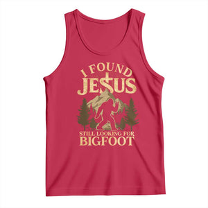 I Found Jesus Still Looking For Bigfoot Tank Top Funny Christian Sasquatch Vintage Mountain TS11 Red Print Your Wear