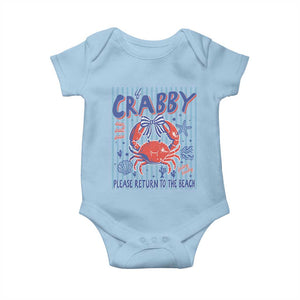 If Crabby Please Return To The Beach Baby Onesie Funny Summer Girl TS11 Light Blue Print Your Wear