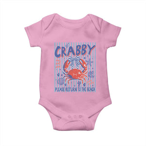 If Crabby Please Return To The Beach Baby Onesie Funny Summer Girl TS11 Light Pink Print Your Wear