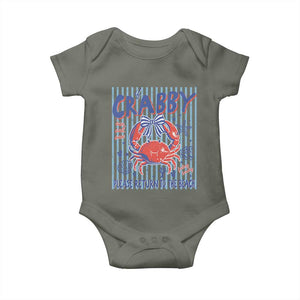 If Crabby Please Return To The Beach Baby Onesie Funny Summer Girl TS11 Military Green Print Your Wear