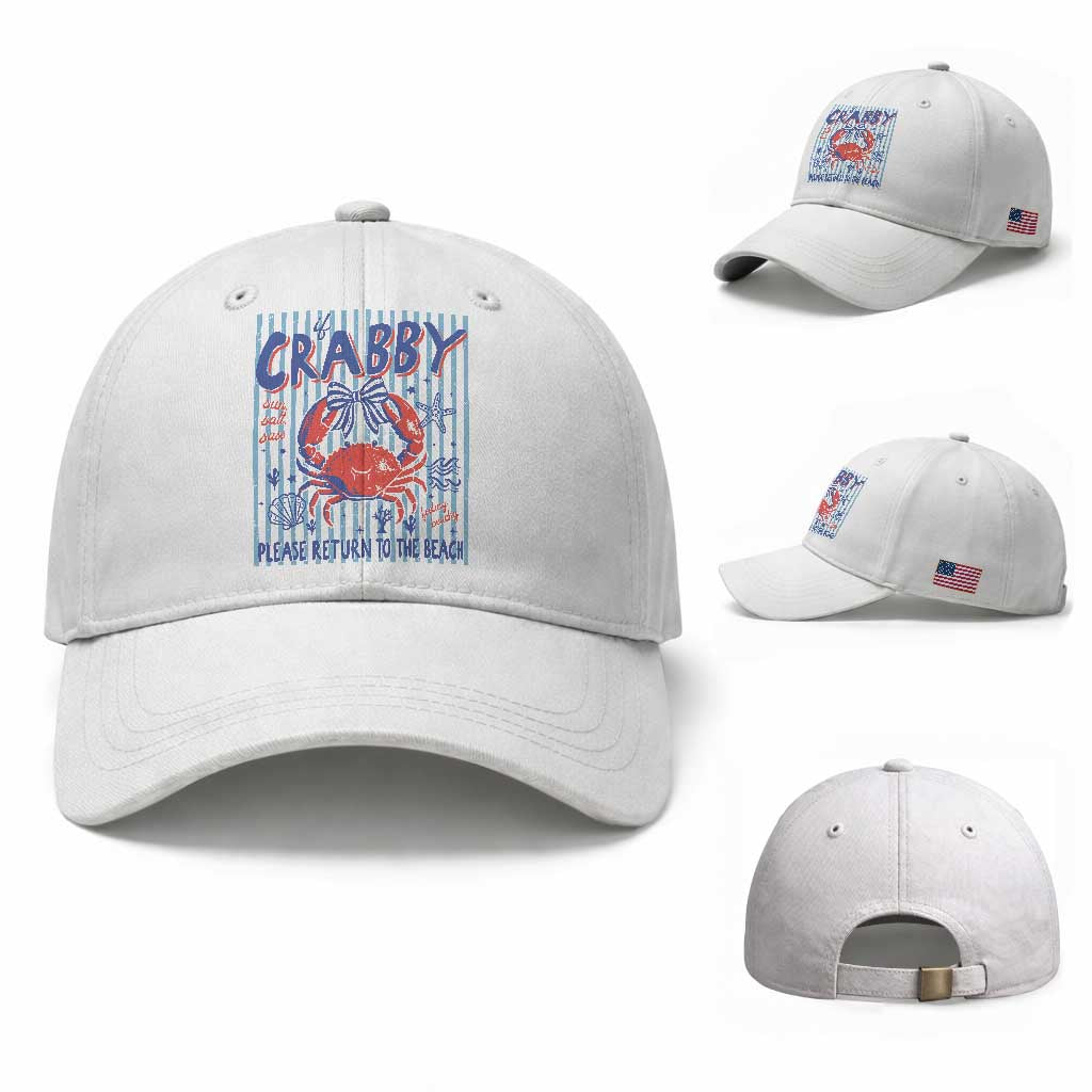 If Crabby Please Return To The Beach Baseball Cap Funny Summer Girl TS11 Baseball Cap Universal Fit White Print Your Wear
