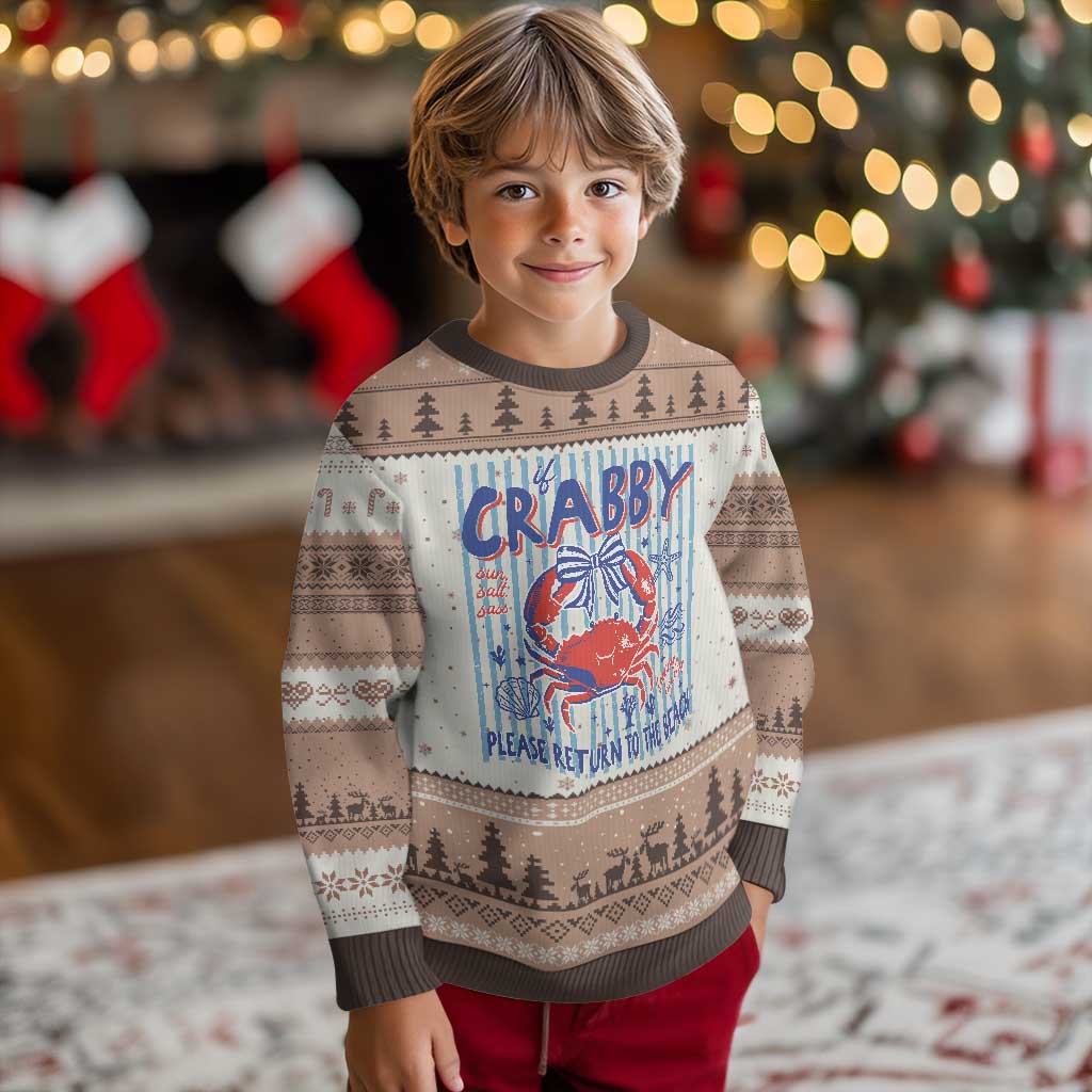 If Crabby Please Return To The Beach Ugly Christmas Sweater Funny Summer Girl TS11 Mocha Mousse Print Your Wear