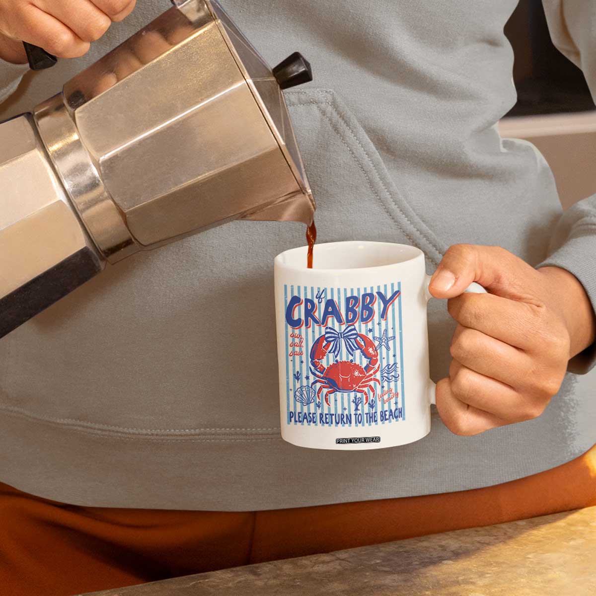 If Crabby Please Return To The Beach Coffee Mug Funny Summer Girl TS11 Print Your Wear