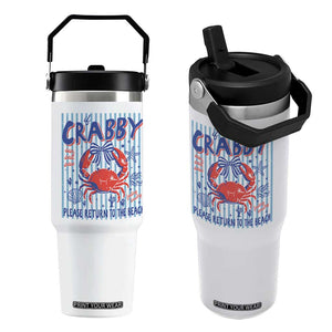 If Crabby Please Return To The Beach Flip Straw Tumbler Funny Summer Girl TS11 One Size: 30 oz White Print Your Wear