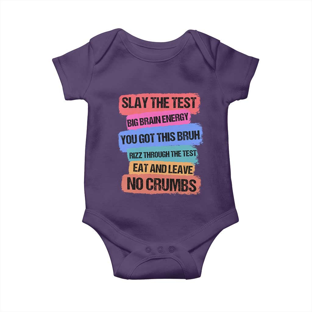 Test Day Baby Onesie Slay The Test Big Brain Energy Students Spirit TS11 Purple Print Your Wear