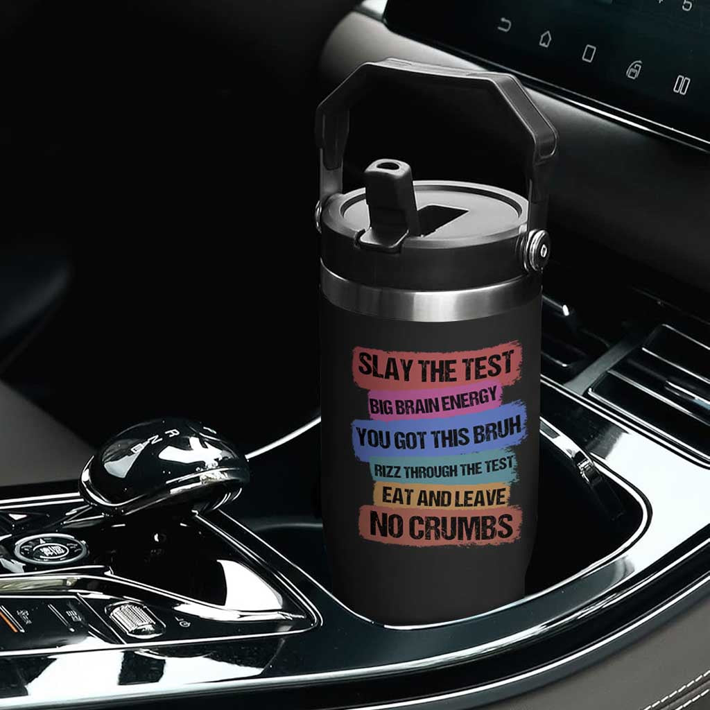 Test Day Flip Straw Tumbler Slay The Test Big Brain Energy Students Spirit TS11 Print Your Wear