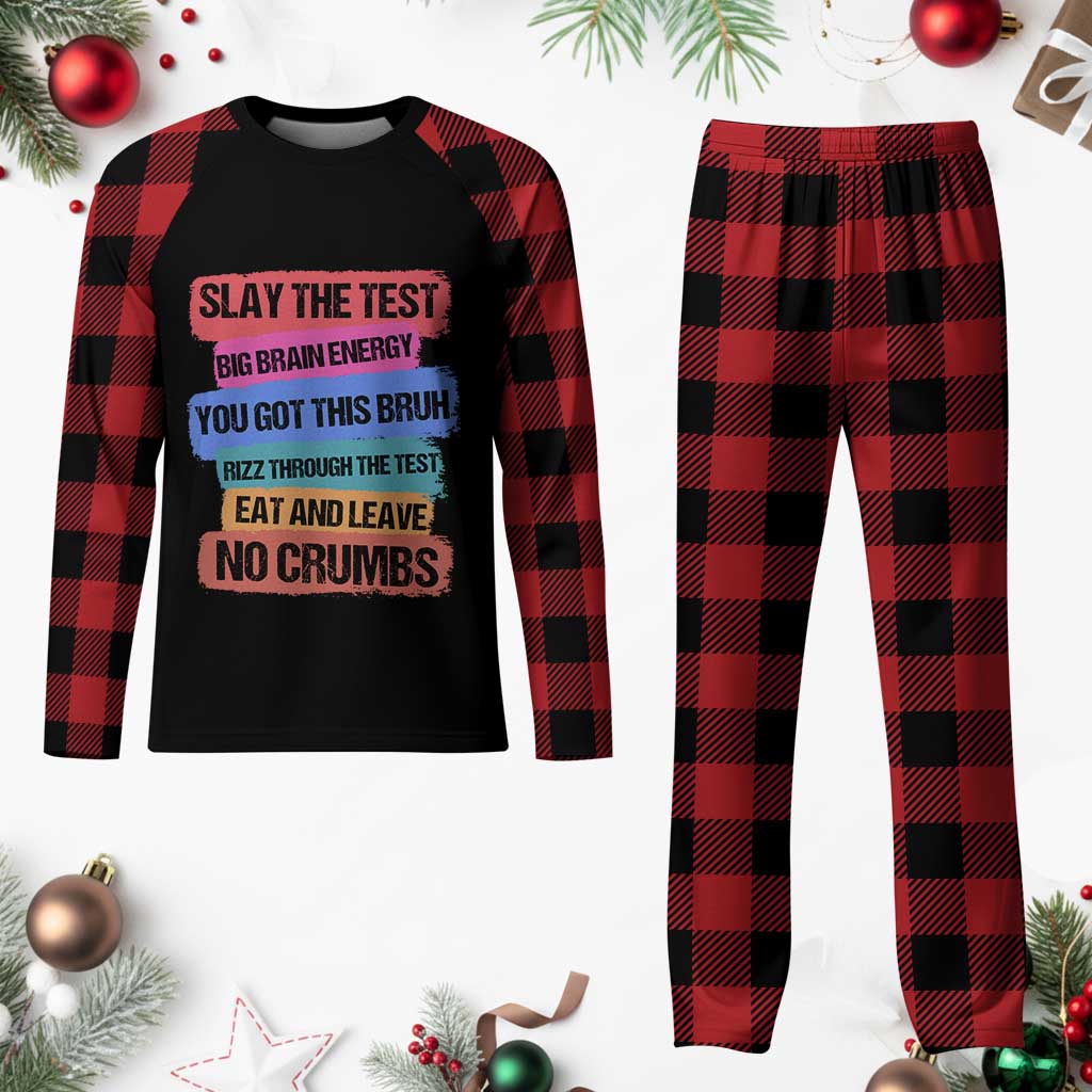 Test Day Plaid Pajama Set Slay The Test Big Brain Energy Students Spirit TS11 Buffalo Plaid Print Your Wear