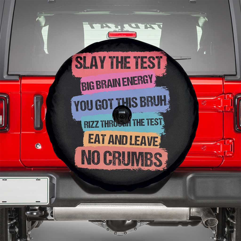 Test Day Spare Tire Cover Slay The Test Big Brain Energy Students Spirit TS11 Black Print Your Wear
