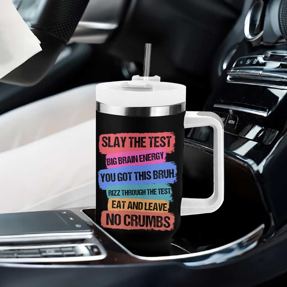 Test Day Tumbler With Handle Slay The Test Big Brain Energy Students Spirit TS11 Print Your Wear