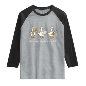 Silly Goose Test Day Raglan Shirt It's A Good Day To Ace A Test Teacher Students TS11 Heather Gray Black Print Your Wear