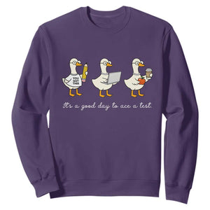 Silly Goose Test Day Sweatshirt It's A Good Day To Ace A Test Teacher Students TS11 Purple Print Your Wear