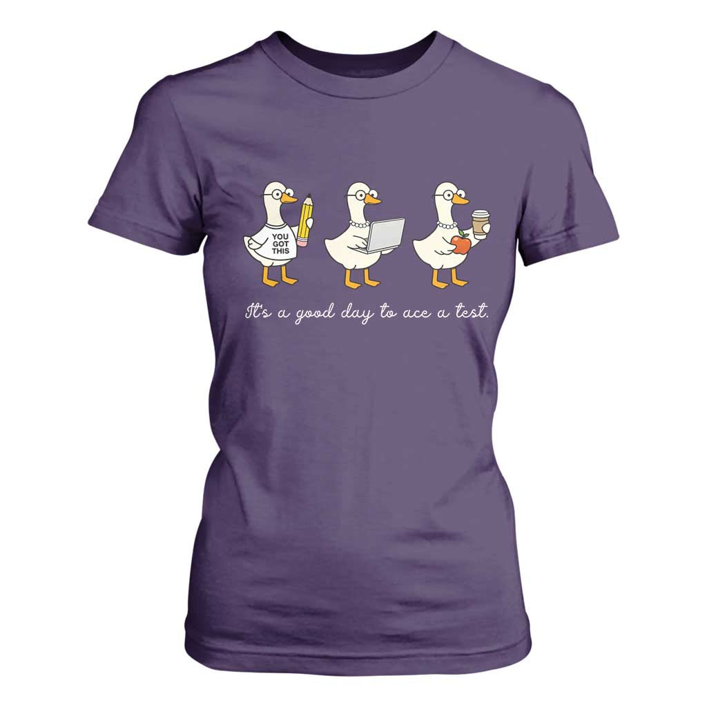 Silly Goose Test Day T Shirt For Women It's A Good Day To Ace A Test Teacher Students TS11 Purple Print Your Wear