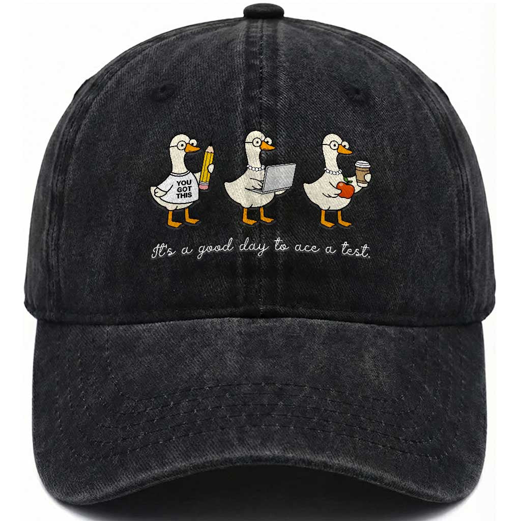 Silly Goose Test Day Washed Cotton Baseball Cap It's A Good Day To Ace A Test Teacher Students TS11 Print Your Wear