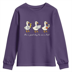 Silly Goose Test Day Youth Sweatshirt It's A Good Day To Ace A Test Teacher Students TS11 Purple Print Your Wear