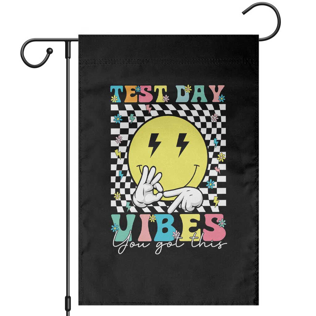 Test Day 67 Meme Garden Flag You Got This Testing Teacher Retro Grooves TS11 Black Print Your Wear