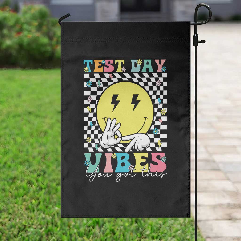Test Day 67 Meme Garden Flag You Got This Testing Teacher Retro Grooves TS11 Print Your Wear