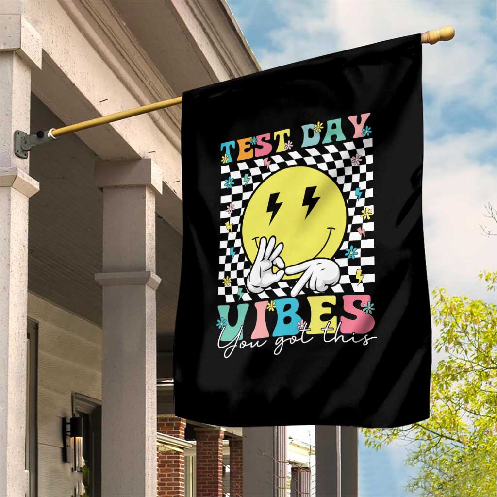Test Day 67 Meme Garden Flag You Got This Testing Teacher Retro Grooves TS11 Print Your Wear