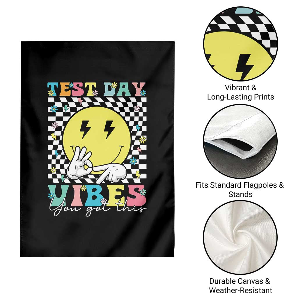 Test Day 67 Meme Garden Flag You Got This Testing Teacher Retro Grooves TS11 Print Your Wear