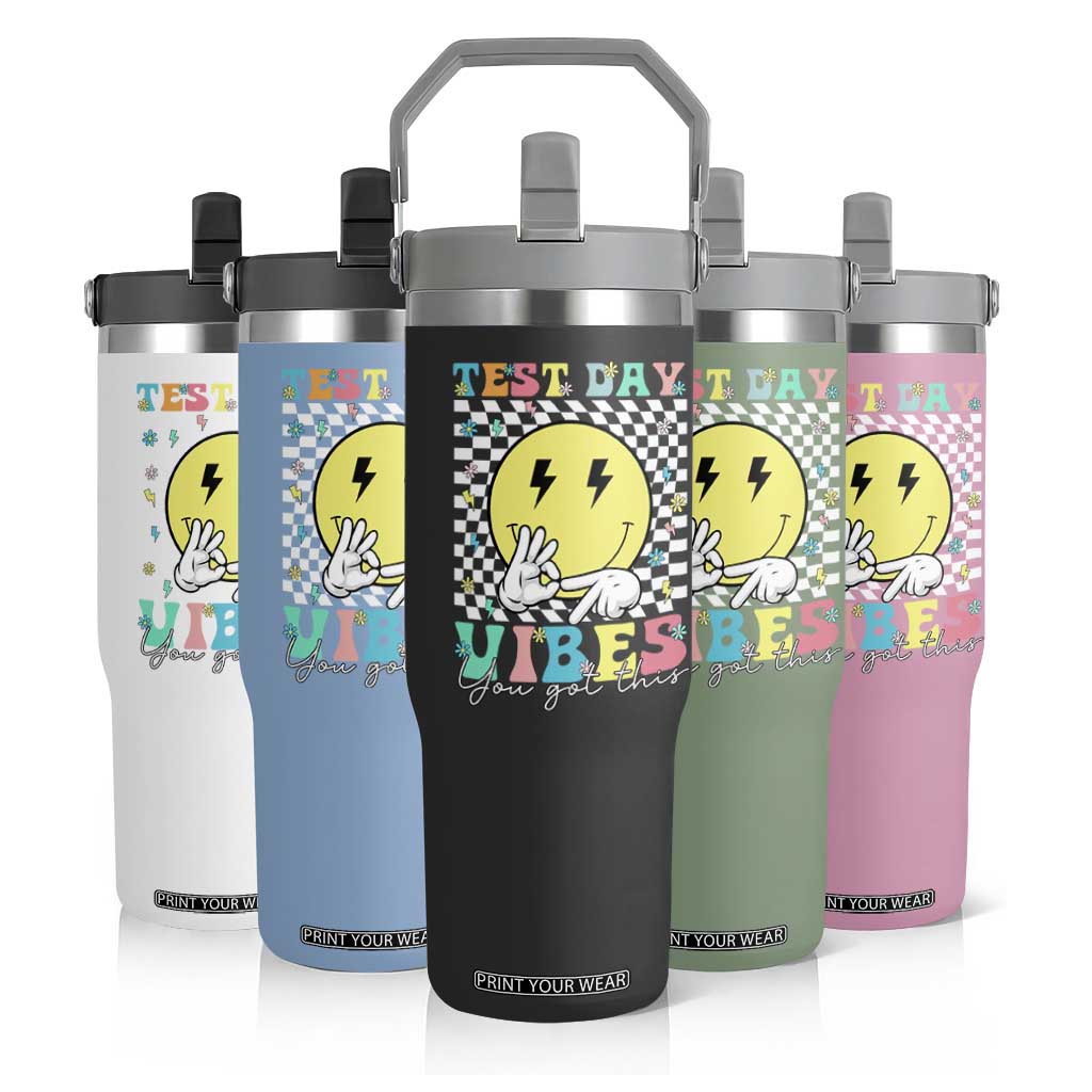 Test Day 67 Meme Flip Straw Tumbler You Got This Testing Teacher Retro Grooves TS11 Print Your Wear