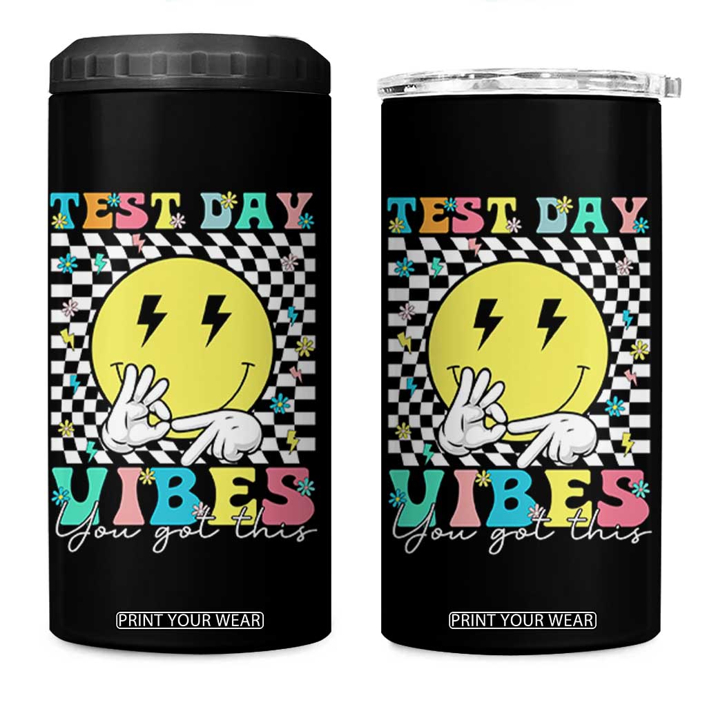 Test Day 67 Meme 4 in 1 Can Cooler Tumbler You Got This Testing Teacher Retro Grooves TS11 One Size: 16 oz Black Print Your Wear