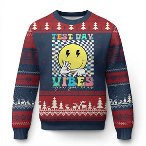 Test Day 67 Meme Ugly Christmas Sweater You Got This Testing Teacher Retro Grooves TS11 Navy Red Print Your Wear