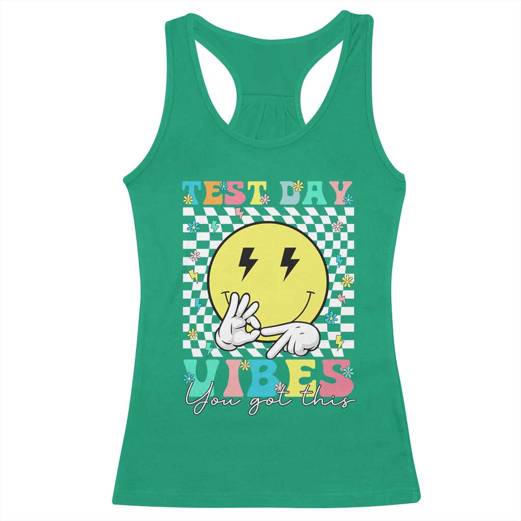 Test Day 67 Meme Racerback Tank Top You Got This Testing Teacher Retro Grooves TS11 Irish Green Print Your Wear