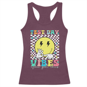 Test Day 67 Meme Racerback Tank Top You Got This Testing Teacher Retro Grooves TS11 Maroon Print Your Wear