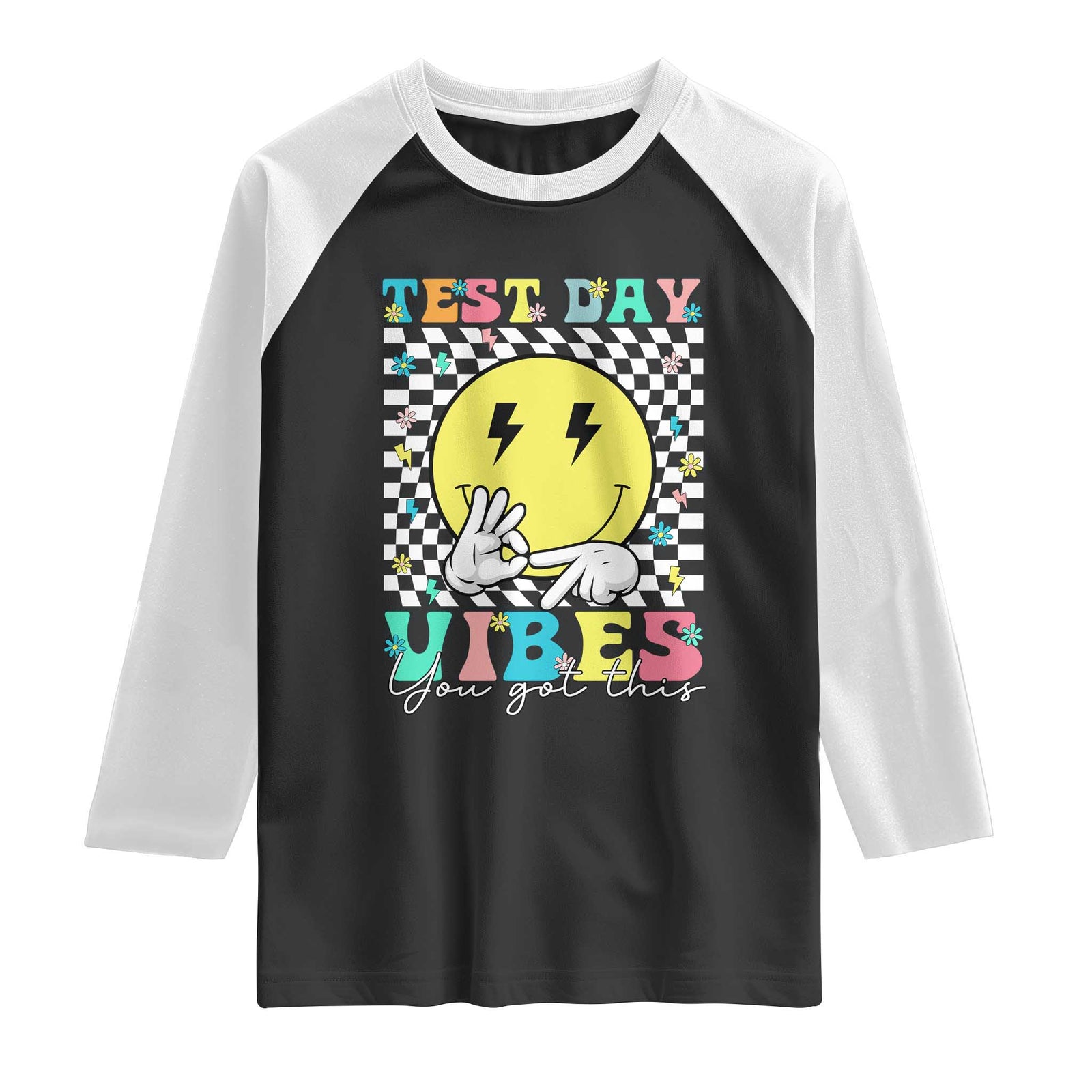 Test Day 67 Meme Raglan Shirt You Got This Testing Teacher Retro Grooves TS11 Black White Print Your Wear