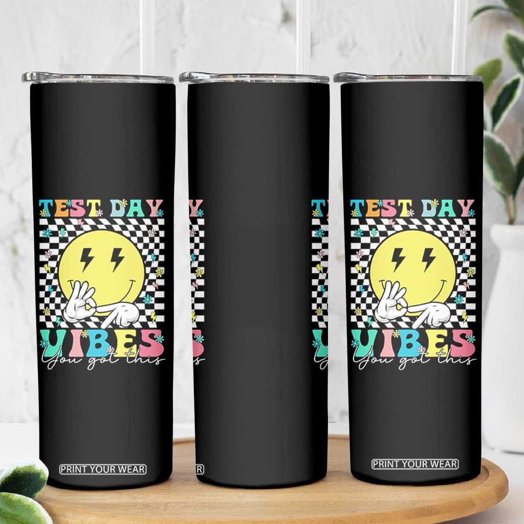 Test Day 67 Meme Skinny Tumbler You Got This Testing Teacher Retro Grooves TS11 Print Your Wear