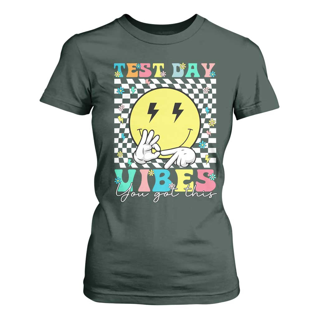 Test Day 67 Meme T Shirt For Women You Got This Testing Teacher Retro Grooves TS11 Dark Forest Green Print Your Wear