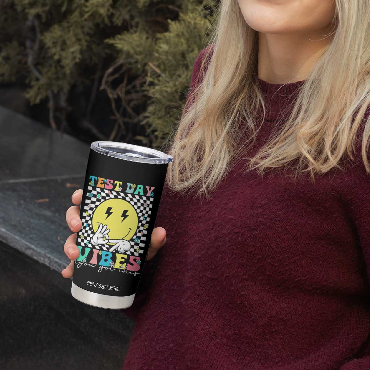 Test Day 67 Meme Tumbler Cup You Got This Testing Teacher Retro Grooves TS11 Print Your Wear