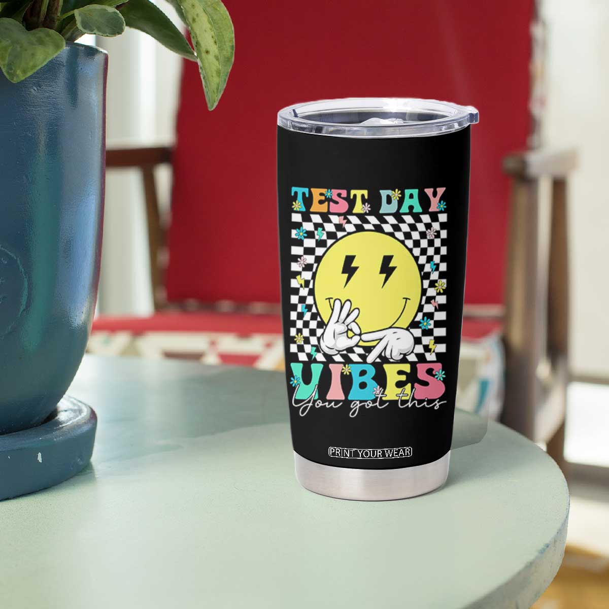 Test Day 67 Meme Tumbler Cup You Got This Testing Teacher Retro Grooves TS11 Print Your Wear