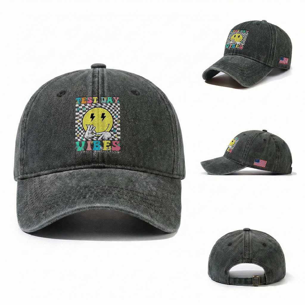 Test Day 67 Meme Washed Cotton Baseball Cap You Got This Testing Teacher Retro Grooves TS11 Washed Cap Universal Fit Dark Green Print Your Wear