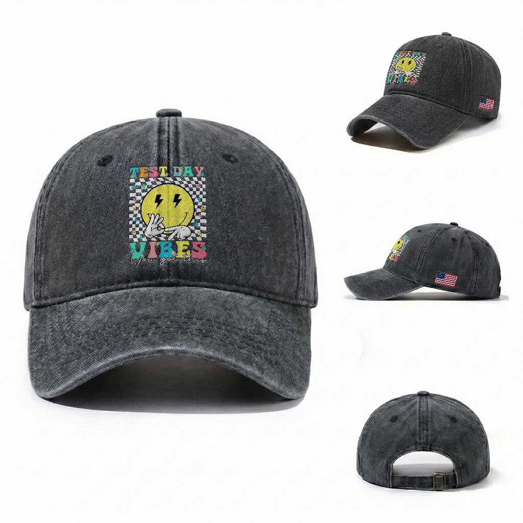 Test Day 67 Meme Washed Cotton Baseball Cap You Got This Testing Teacher Retro Grooves TS11 Washed Cap Universal Fit Dark Gray Print Your Wear