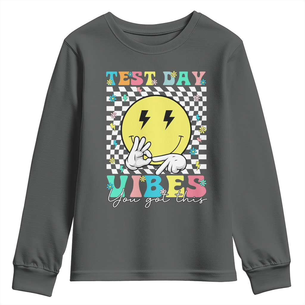 Test Day 67 Meme Youth Sweatshirt You Got This Testing Teacher Retro Grooves TS11 Dark Heather Print Your Wear