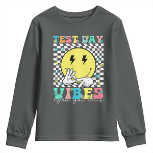 Test Day 67 Meme Youth Sweatshirt You Got This Testing Teacher Retro Grooves TS11 Dark Heather Print Your Wear