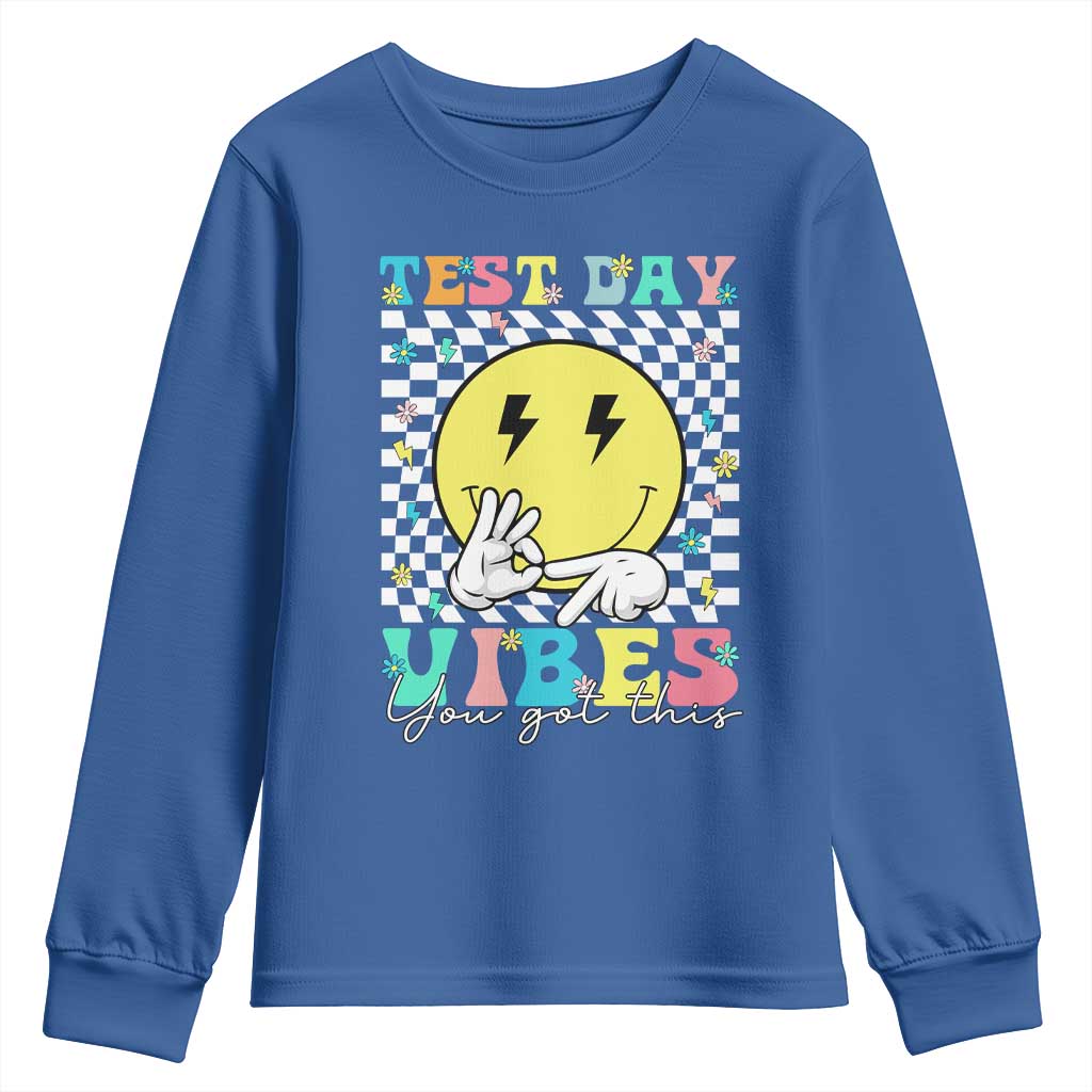 Test Day 67 Meme Youth Sweatshirt You Got This Testing Teacher Retro Grooves TS11 Royal Blue Print Your Wear