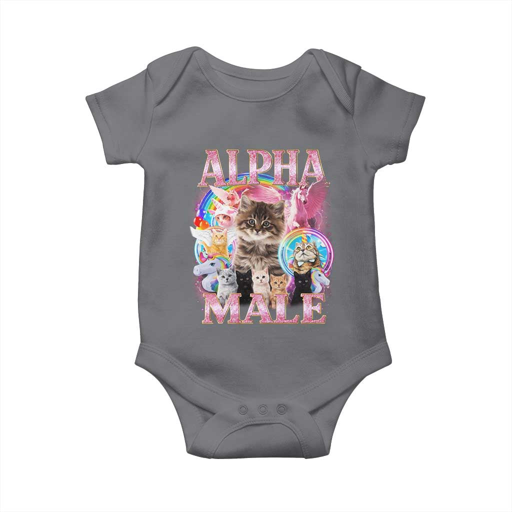 Alpha Male Cat Baby Onesie Funny Rainbow Kitten Meme Bootleg TS11 Charcoal Print Your Wear