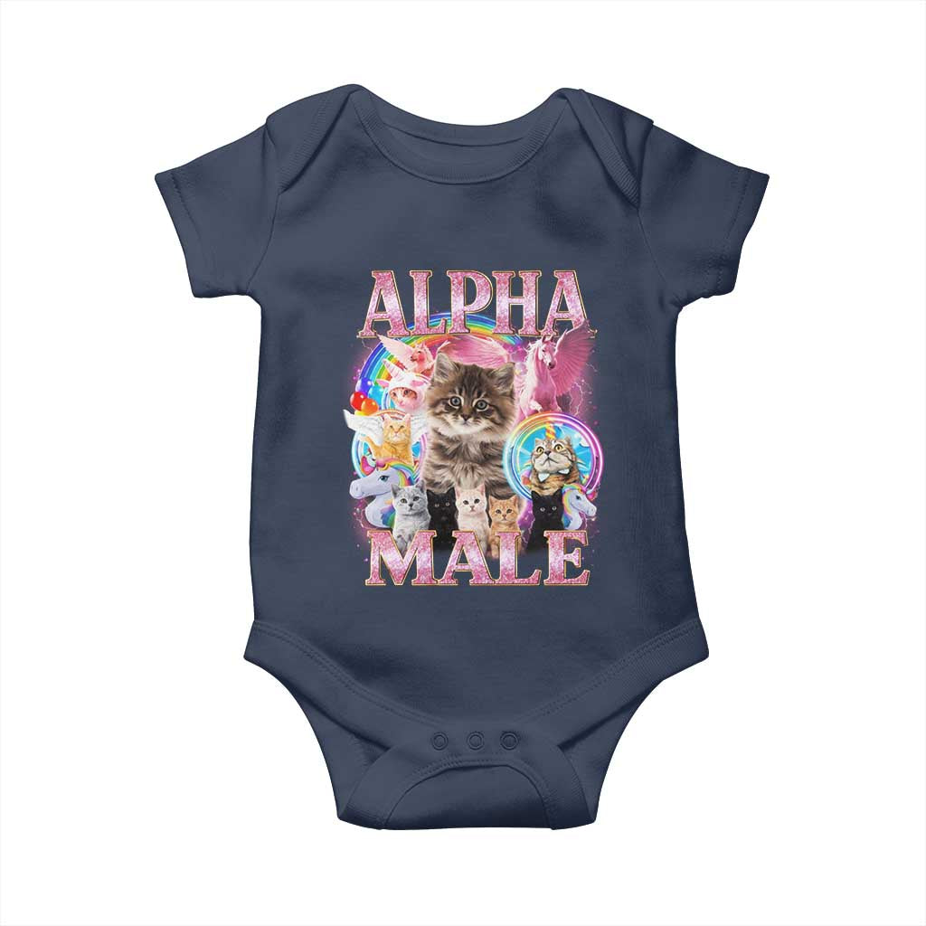 Alpha Male Cat Baby Onesie Funny Rainbow Kitten Meme Bootleg TS11 Navy Print Your Wear