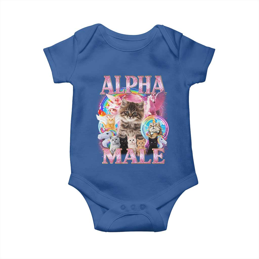 Alpha Male Cat Baby Onesie Funny Rainbow Kitten Meme Bootleg TS11 Royal Blue Print Your Wear