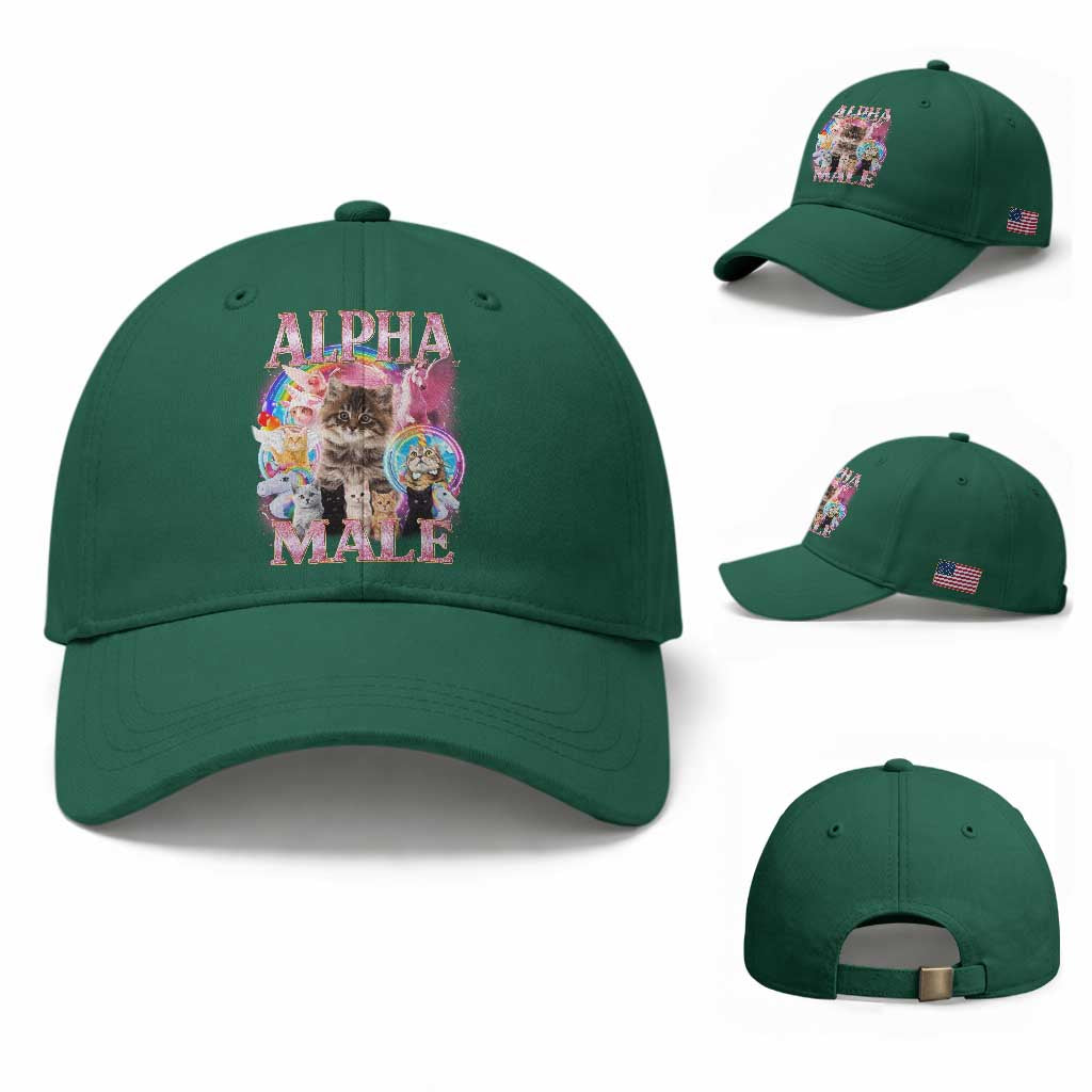 Alpha Male Cat Baseball Cap Funny Rainbow Kitten Meme Bootleg TS11 Baseball Cap Universal Fit Irish Green Print Your Wear